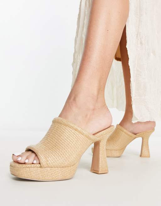 Other Stories Chaussures talon et semelle plateforme en paille Beige