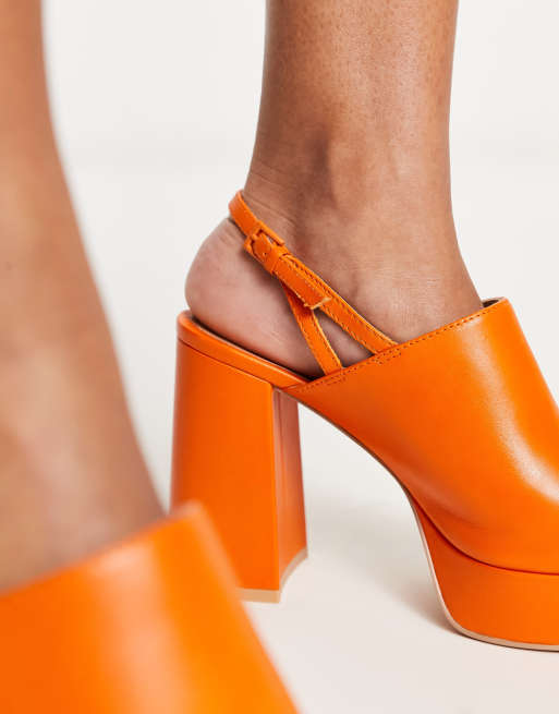 Other Stories Chaussures plateforme en cuir a talon haut Orange ASOS