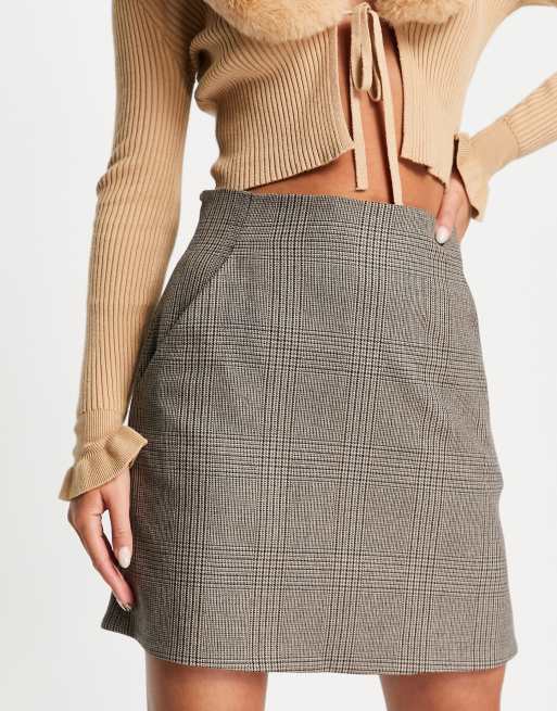 & Other Stories check mini skirt in brown | ASOS