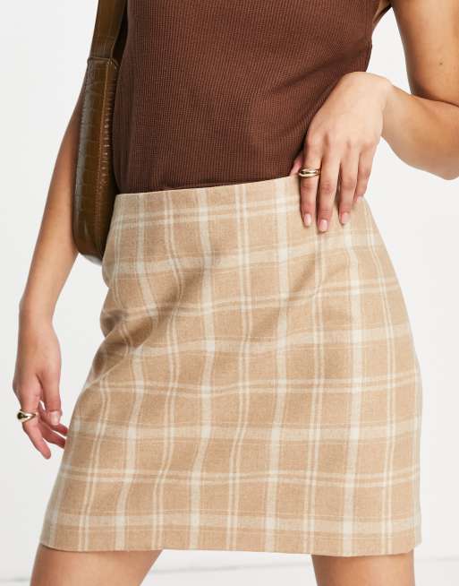 Beige shop check skirt