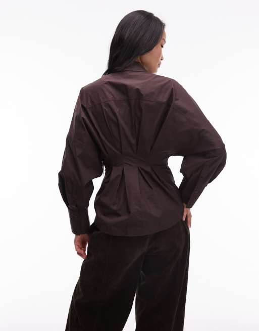 & Other Stories - Chemise avec taille cintrée et manches volumineuses - Marron, 4 de 4