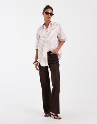 Chemise boutonnée à rayures - Rose L
