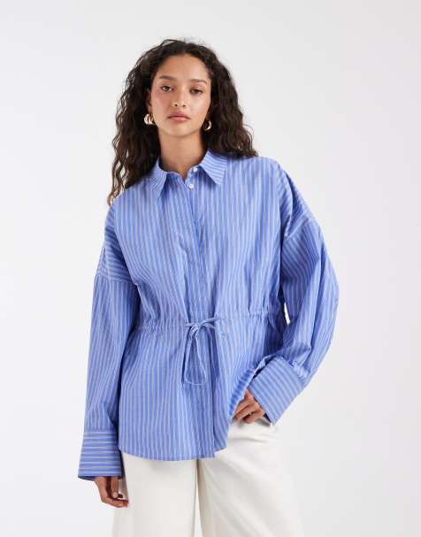 & Other Stories - Chemise rayée cintrée à la taille en pur coton - Bleu - view 1
