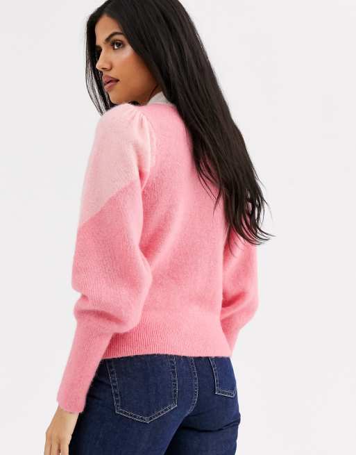 Pink puff 2024 sleeve sweater