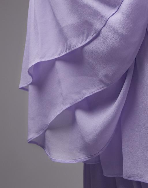 & Other Stories chiffon maxi dress with ruffles and tiered volume hem in  lilac