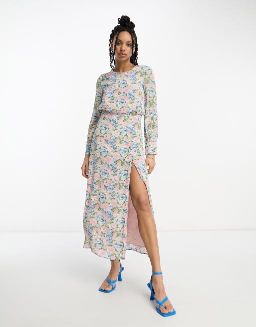 Multi Floral Mesh Midaxi Dress, Dresses