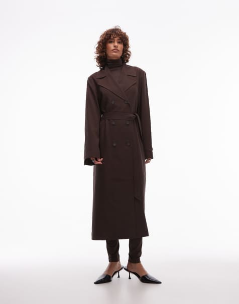 & Other Stories chuck-on midaxi belted  trench coat in dark brown - view 1