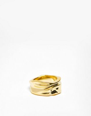 & Other Stories chunky hammered ring in gold