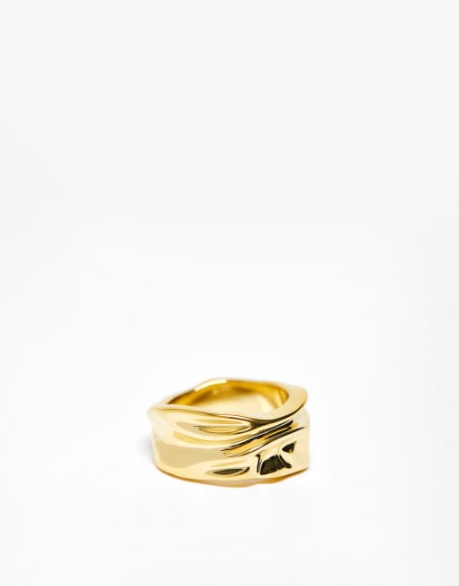 & Other Stories chunky hammered ring in gold