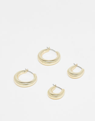 & Other Stories chunky hoop earrings 2-pack in gold