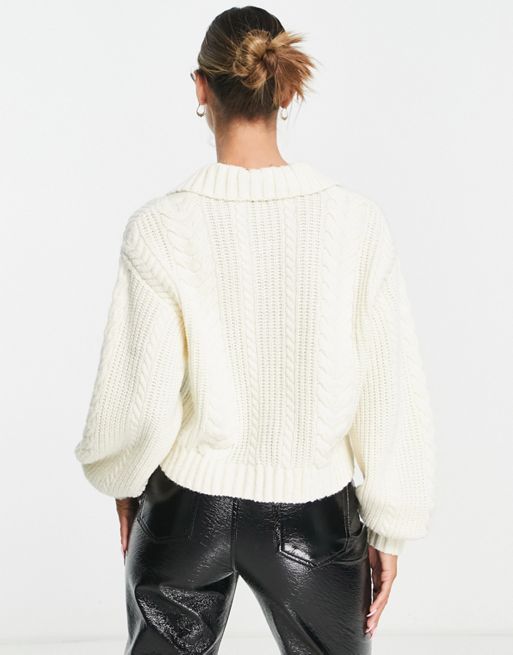 Off White Chunky Knit Cardigan