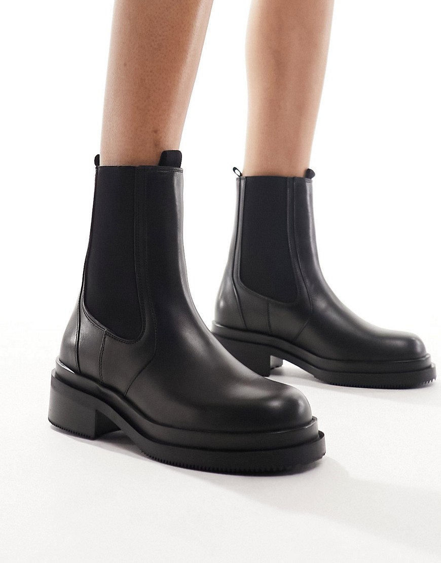 & Other Stories chunky leather boots in black