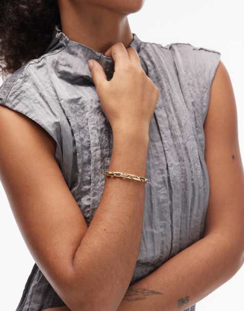 & Other Stories chunky linked chain bracelet in gold tone - view 1