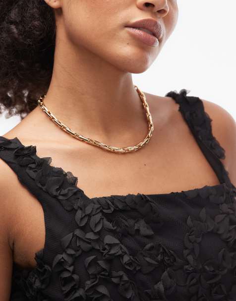 & Other Stories chunky linked chain necklace in gold tone - view 1