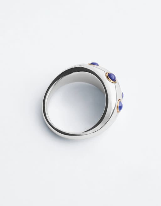 & Other Stories chunky ring met donkerturquoise stippen in zilver, 3 van 3
