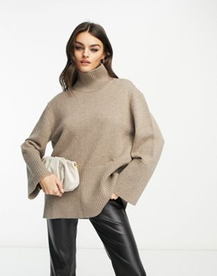 & Other Stories chunky turtleneck jumper in mole