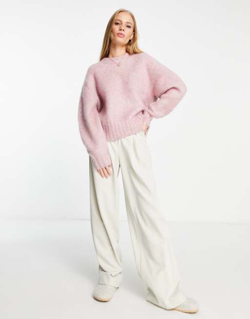 Knit Sweater With Intarsia Detail Pale Pink Perfect Moment - Alexandalexa