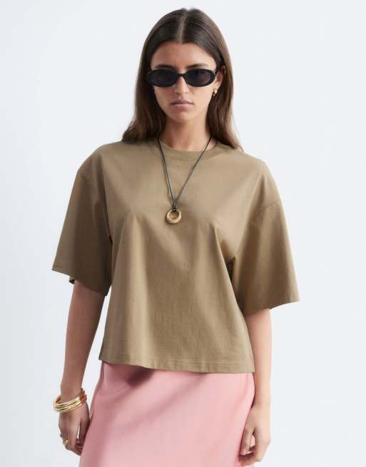 & Other Stories – Ciemnobeżowy T-shirt oversize o pudełkowym kroju, 2 z 4
