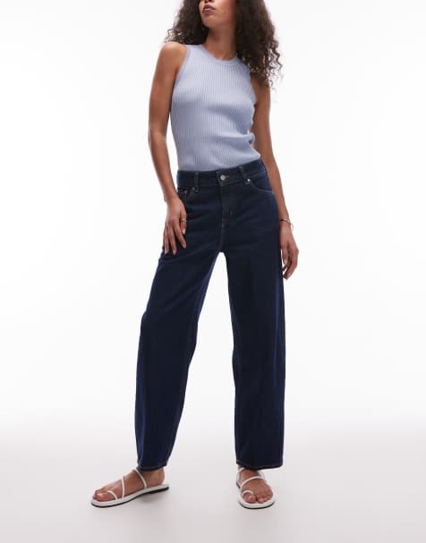 & Other Stories slim barrel leg  jeans in dark wash blue