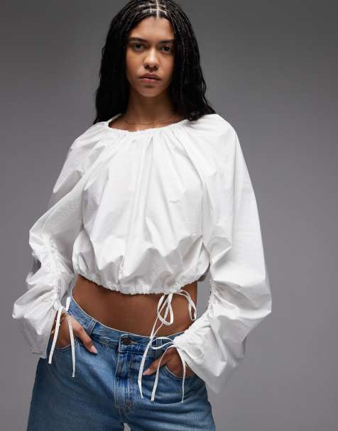 & Other Stories cinch sleeve blouse in off white - view 1