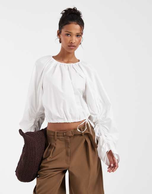 & Other Stories cinch sleeve blouse in off white, 2 of 4