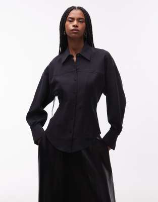 & Other Stories Cinch Waist Shirt In Black