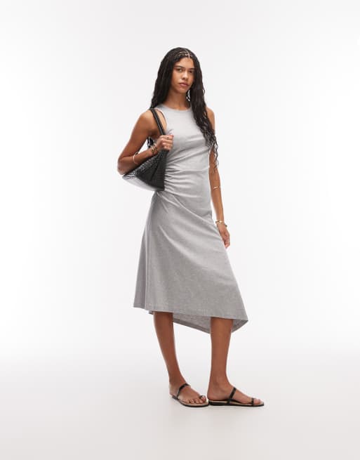 & Other Stories cinch waist sleeveless jersey dress in grey