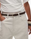 [Other Stories] & Other Stories circle buckle thin belt in dark brown suede M-L BROWN