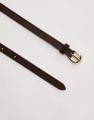 & Other Stories Circle Buckle Thin Belt In Brown