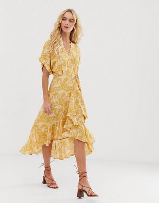 & other stories yellow wrap dress