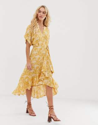 & other stories yellow wrap dress