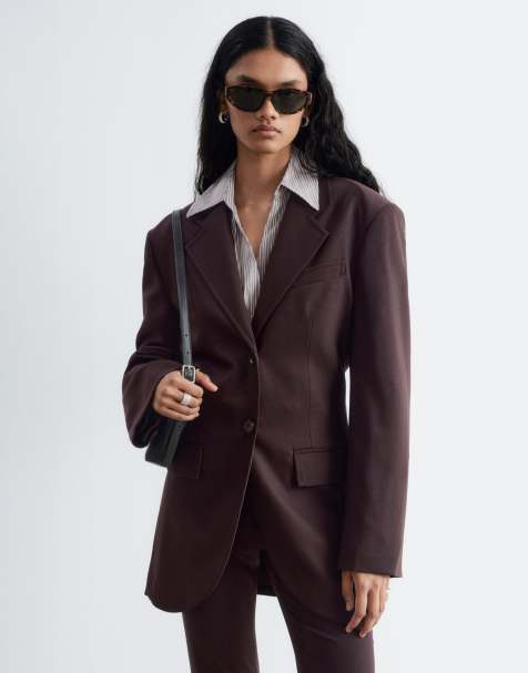& Other Stories co-ord blazer van wolmix met synch taille in chocoladebruin - view 1