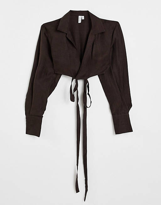 & Other Stories co-ord cupro linen shirt in brown
