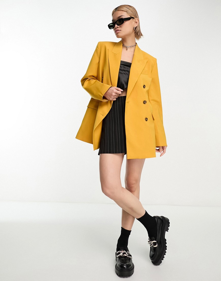 & Other Stories co-ord double breasted blazer in mustard-Yellow