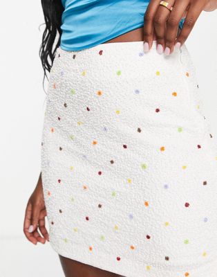 & Other Stories co-ord embellished mini skirt with dot print in white