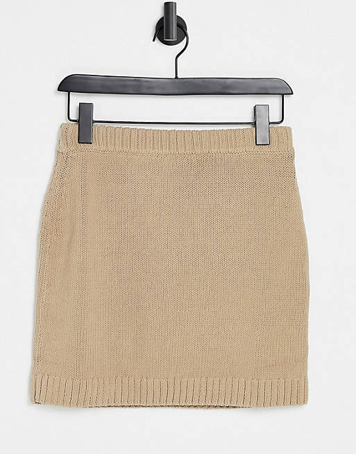& Other Stories co-ord knitted chunky rib mini skirt in beige