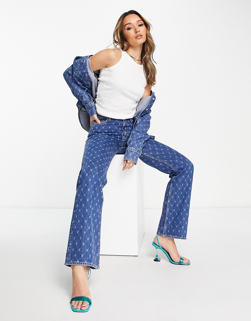 & Other Stories co-ord laser print flared jeans in blue