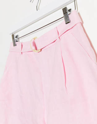 pink linen shorts