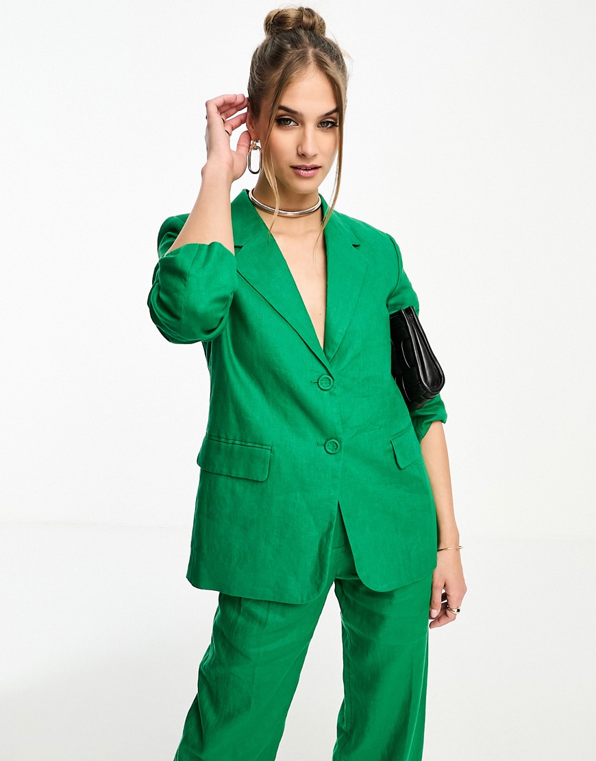 & Other Stories co-ord linen blazer in green