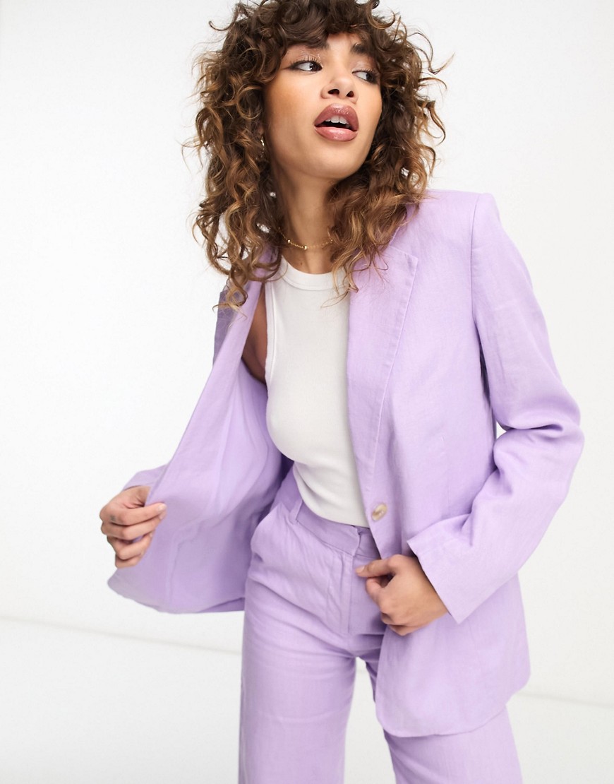 & Other Stories co-ord linen blazer in lilac-Purple