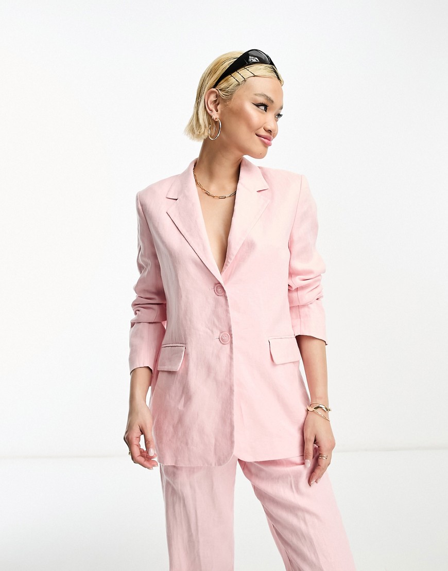 & Other Stories co-ord linen blazer in pink