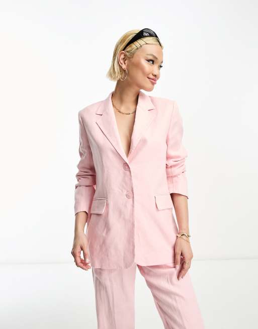 Pink linen outlet suit womens