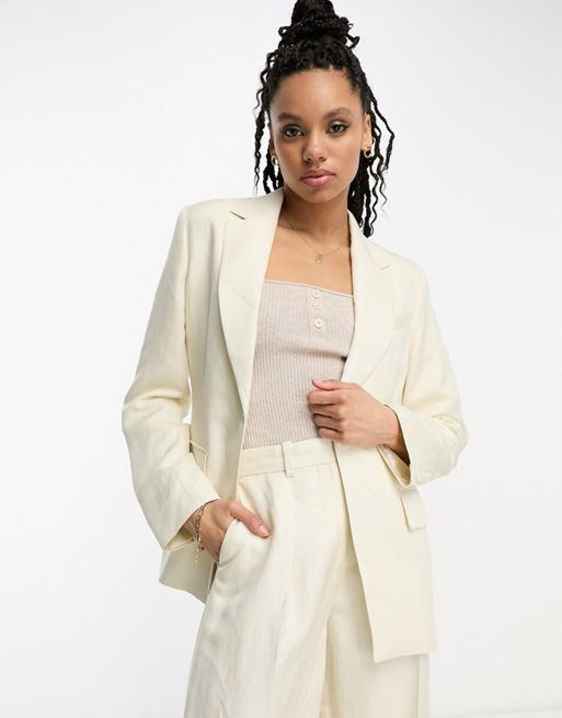 & Other Stories co-ord linen blend blazer in off white | ASOS