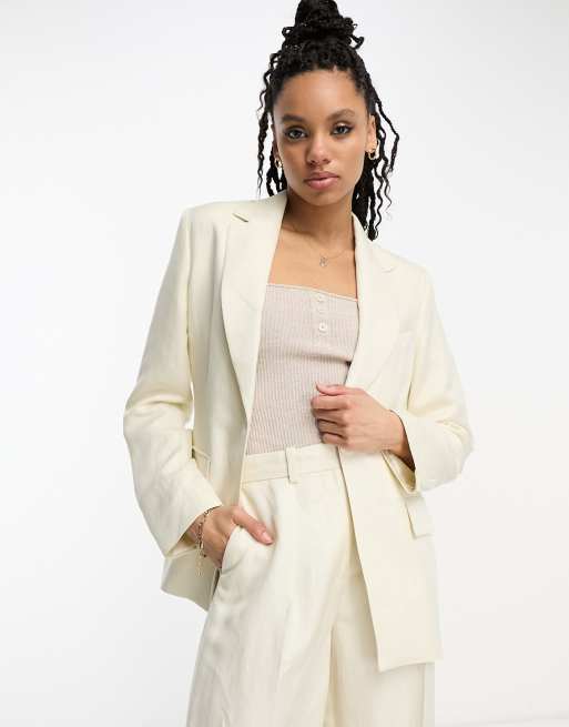 Linen blend sale blazer women