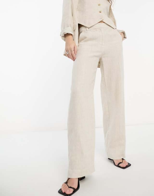 & Other Stories - co-ord linen mix tailored trousers in beige