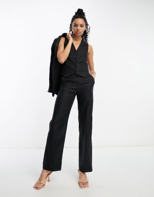 & Other Stories & Other Stories co-ord linen mix tailored trousers in black