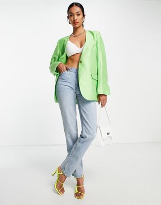 & Other Stories co-ord linen tailored jacket in green