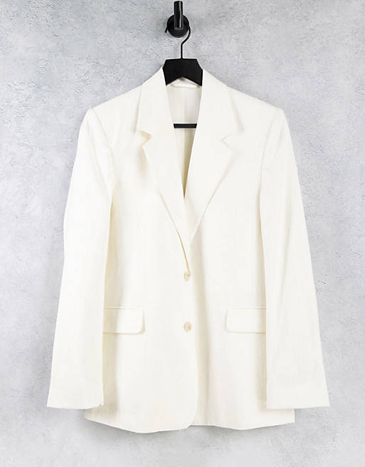 & Other Stories co-ord linen tailored oversized fit blazer in white