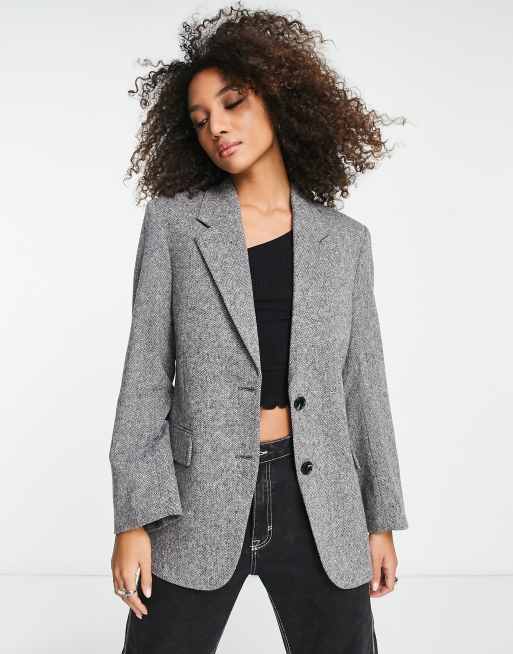 Grey knit online blazer