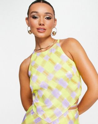 & Other Stories co-ord scarf top in yellow check print